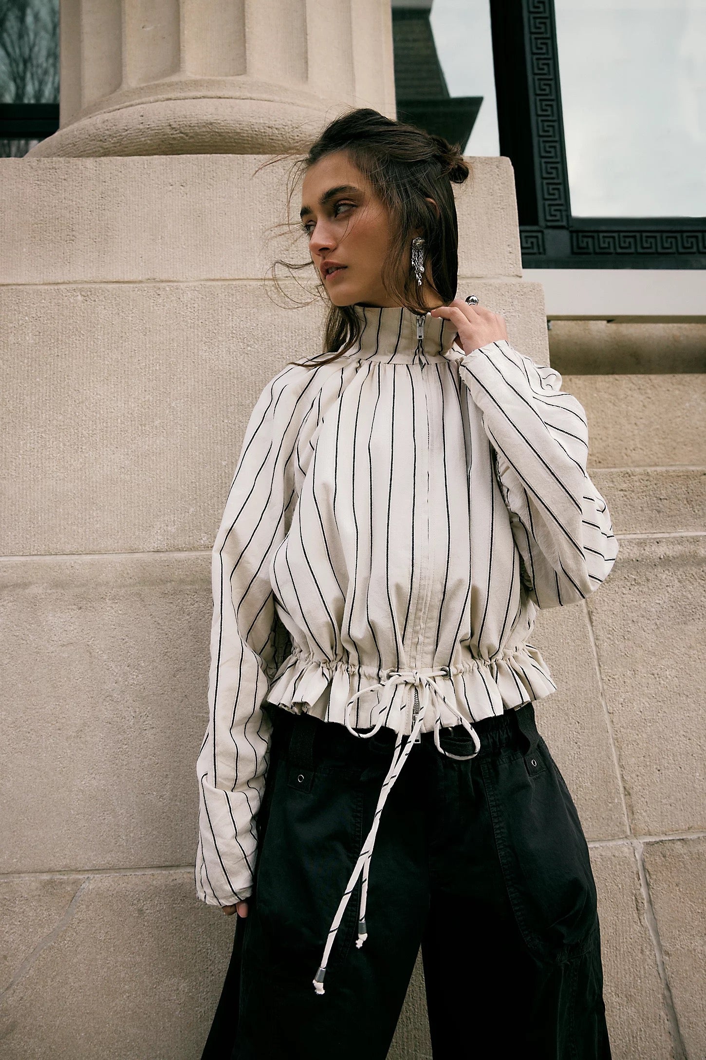 FREE PEOPLE DEVON BALLOON STRIPE IVORY