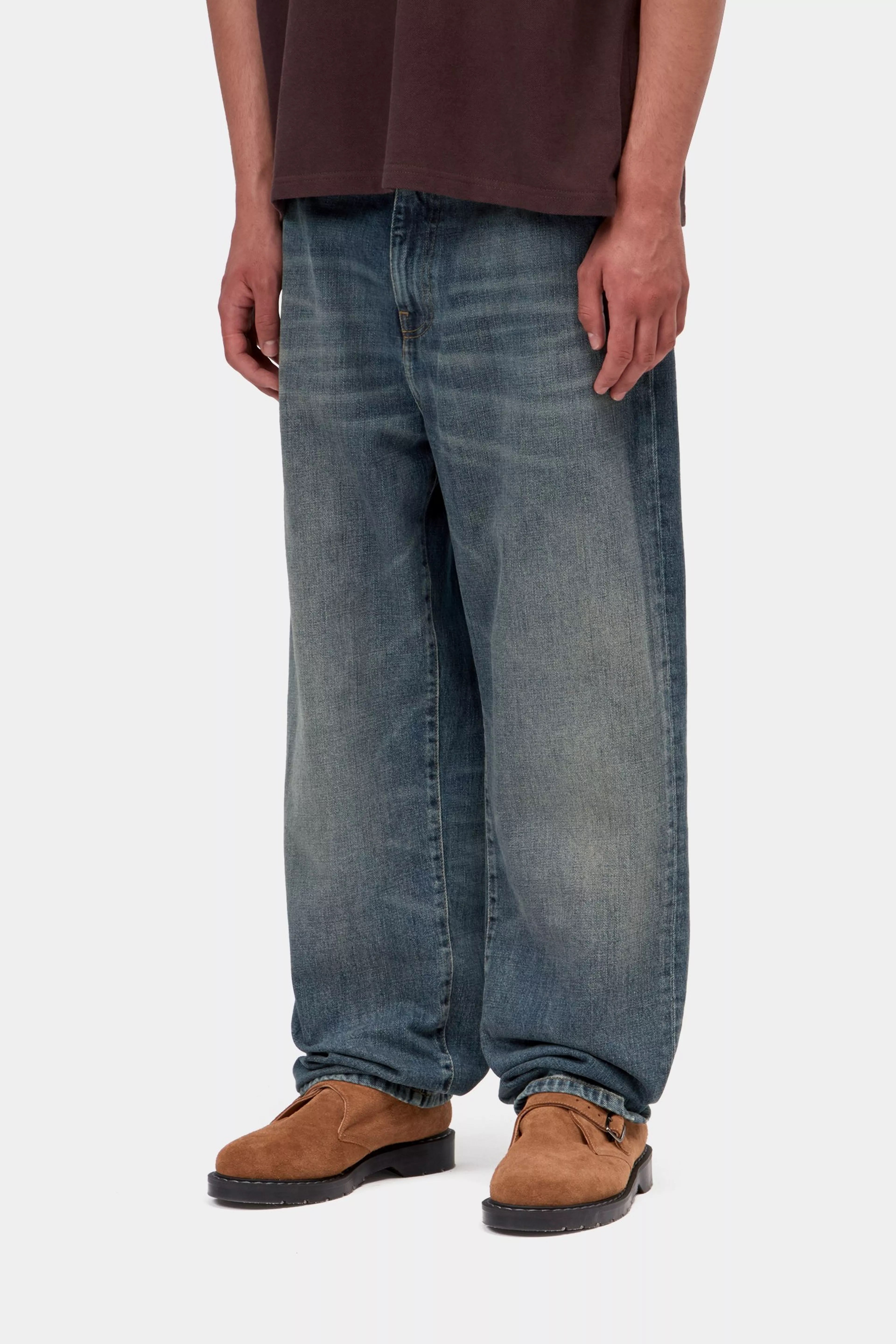 CARHARTT WIP  AARON PANT BLUE WORN USED WASH