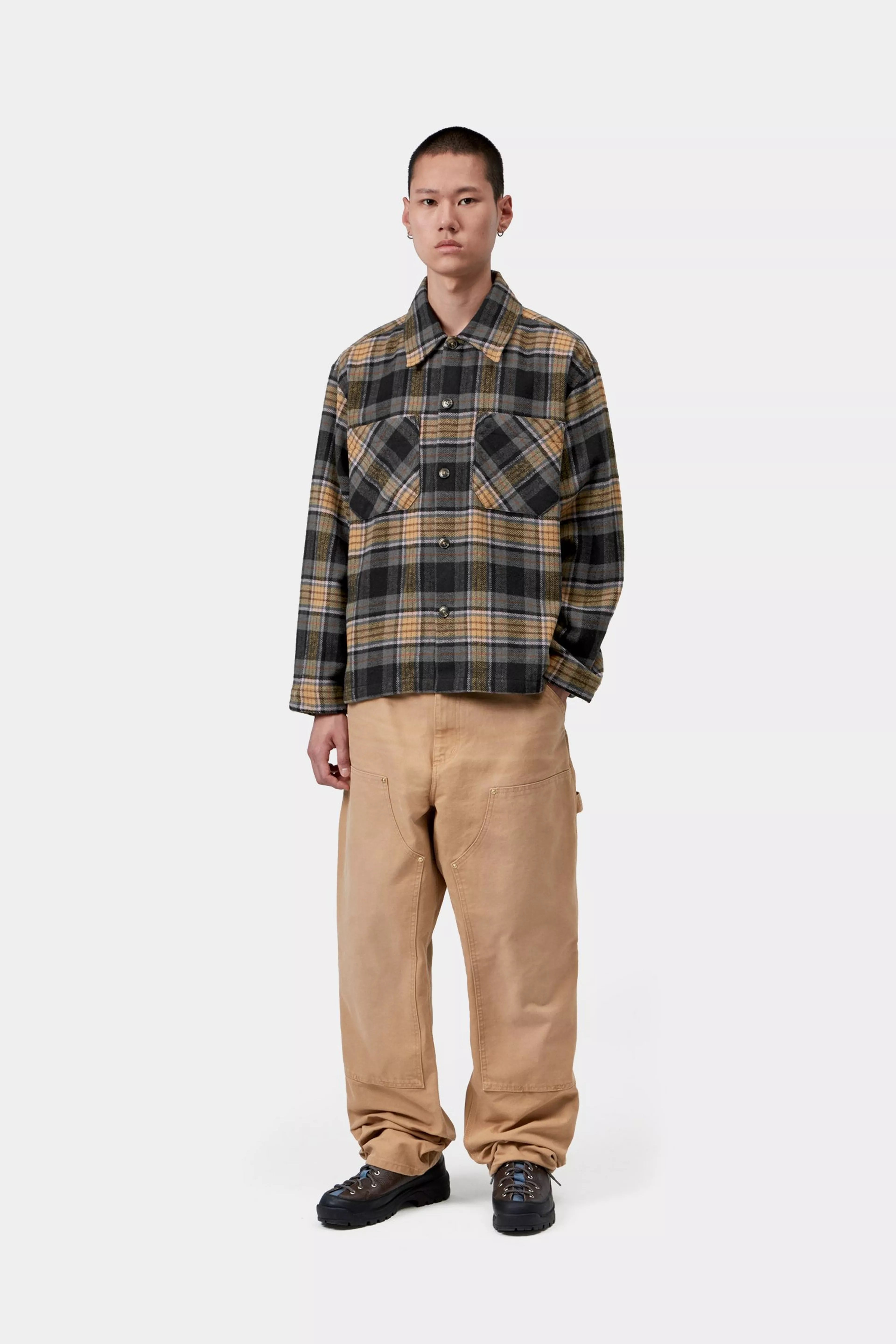 CARHARTT WIP  LS PARSON CHECK DUSTY H BROWN