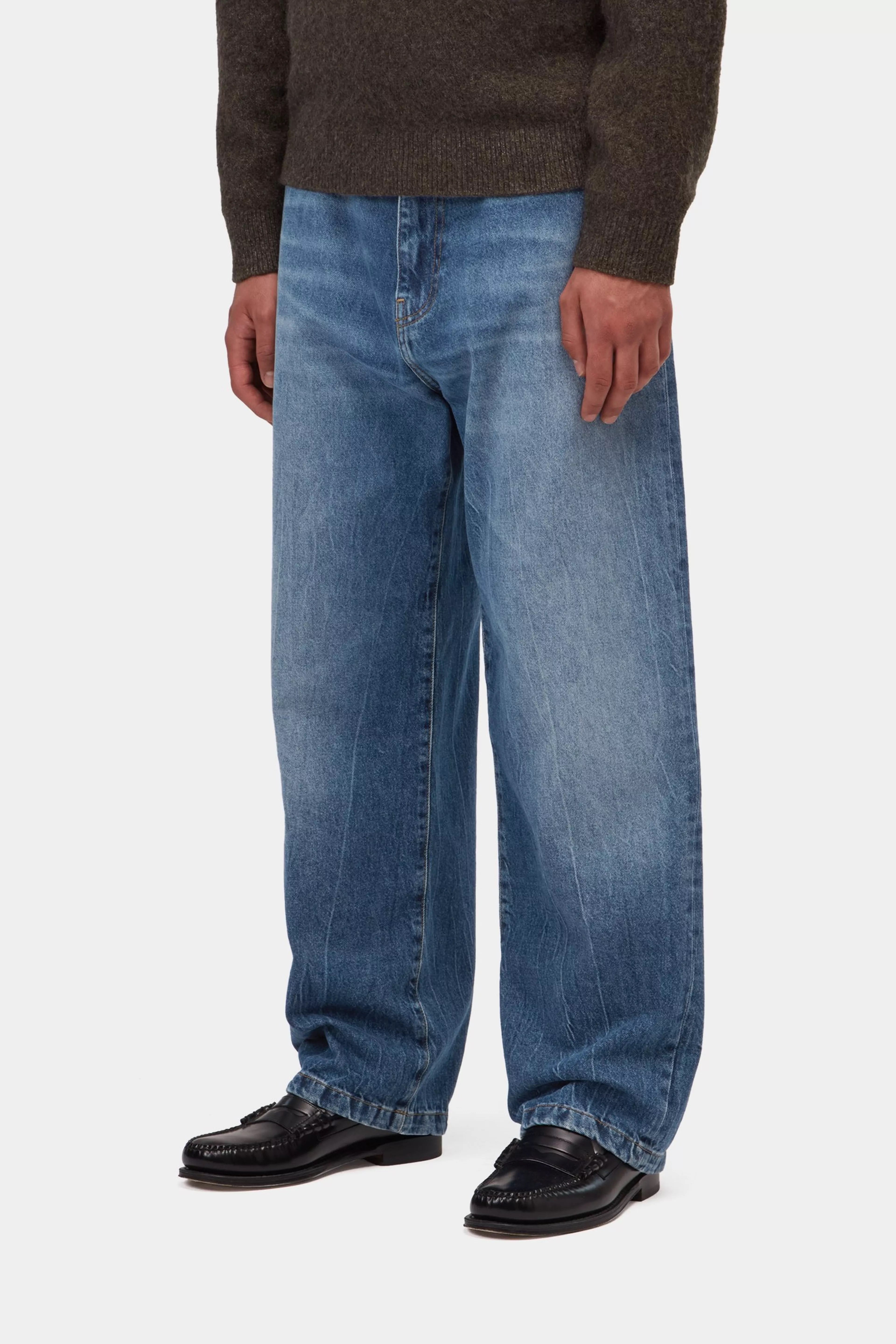 CARHARTT WIP  LANDON PANT BLUE MARBLE USED WASH