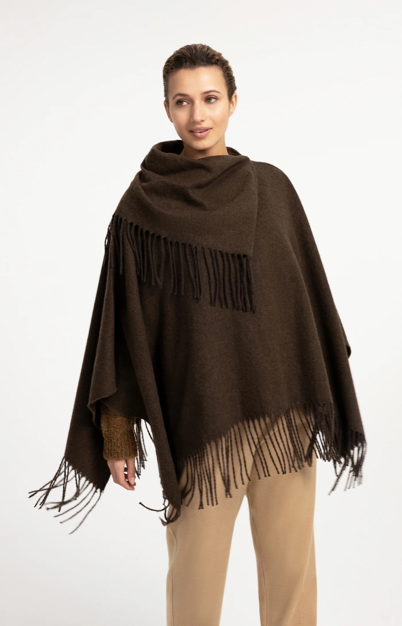 YAYA PONCHO SLATE BLACK BROWN
