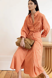 VIVERE LINA TIE FRONT ORANGE SAND DRESS
