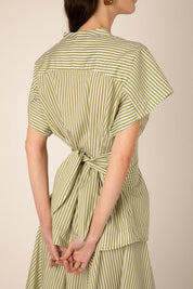 VIVERE REESE V NECK GREEN STRIPE