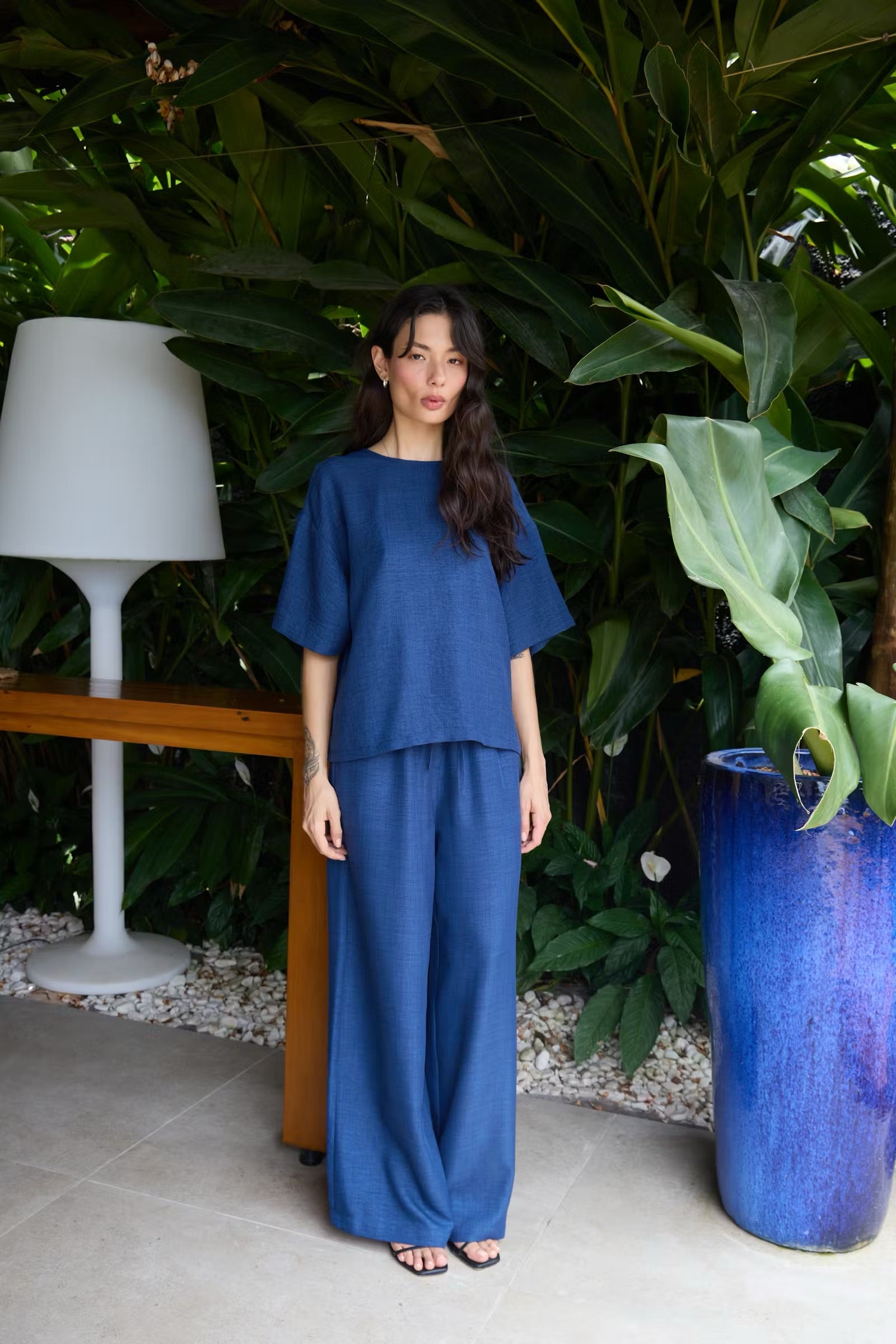 ICHI  IHKATICO PANT TRUE NAVY