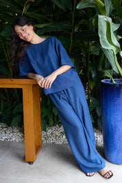 ICHI  IHKATICO PANT TRUE NAVY