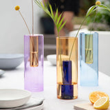 BLOCK DESIGN REVERSIBLE VASE PEACH/COBALT