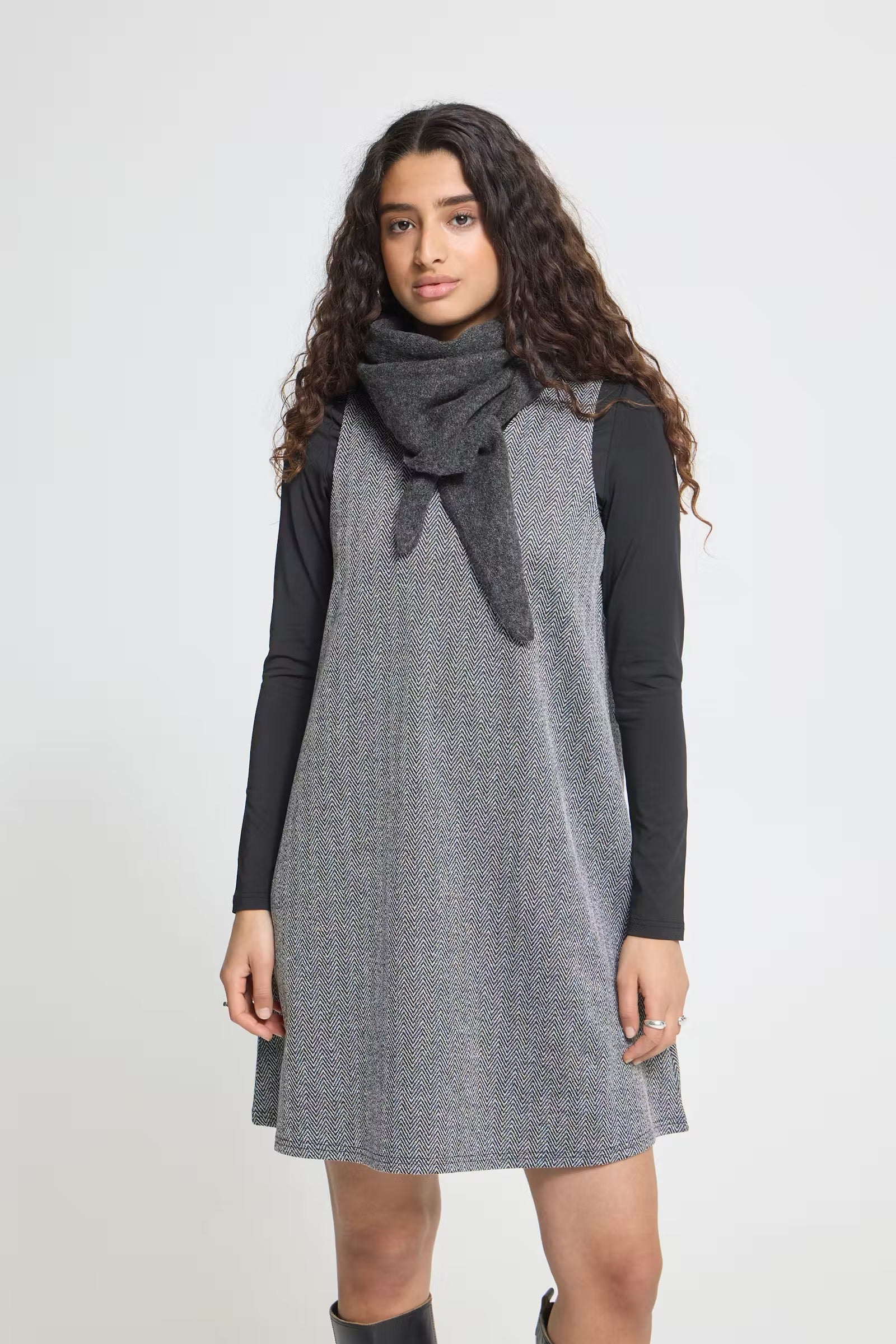 ICHI  SC DARK GREY MELANGE SCARF