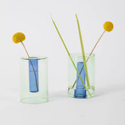 BLOCK DESIGN  REVERSIBLE  VASE GREEN/BLUE