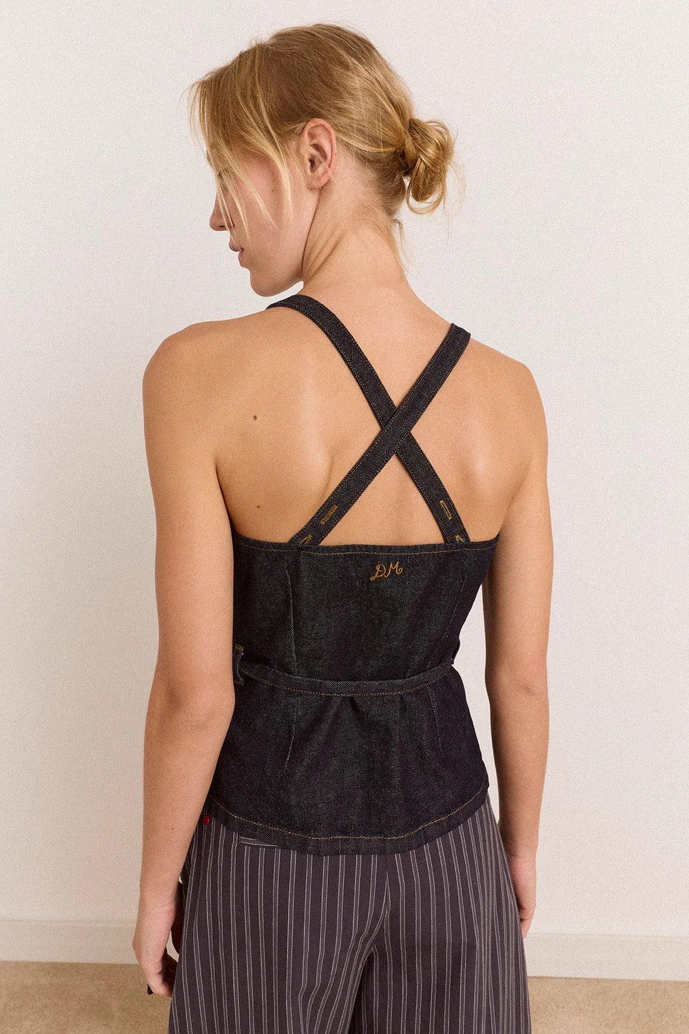 DAMSON MADDER  ANNABELLE APRON INDIGO DENIM