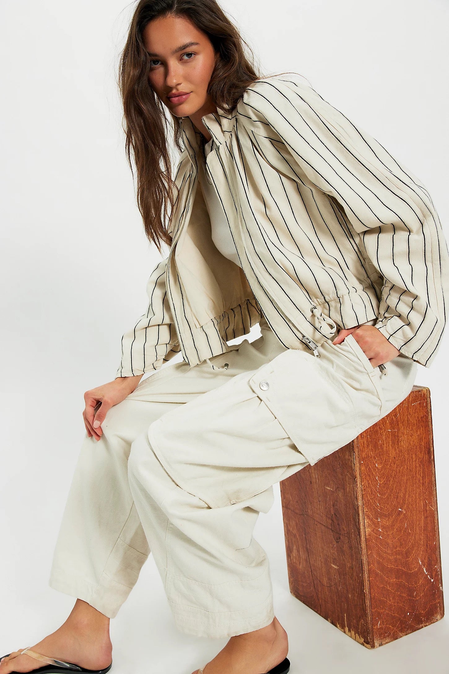 FREE PEOPLE DEVON BALLOON STRIPE IVORY