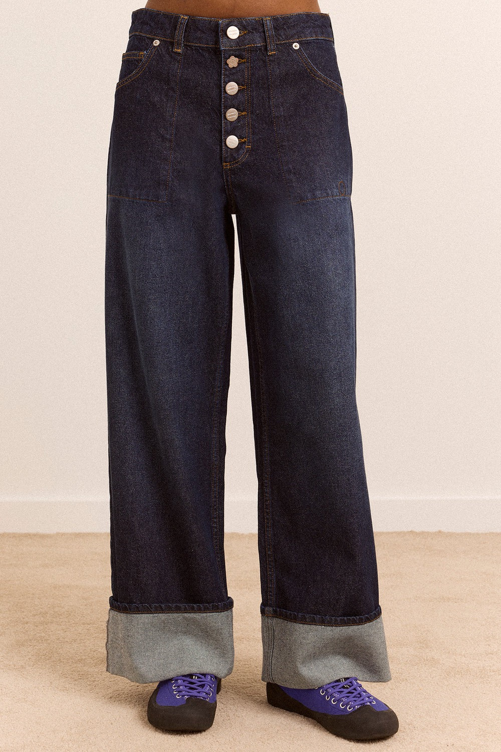 DAMSON MADDER GIGI BAGGY TURNUP RINSE SLATE