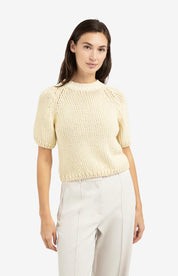 YAYA S/S CHUNKY KNIT REED YELLOW DRESSIN