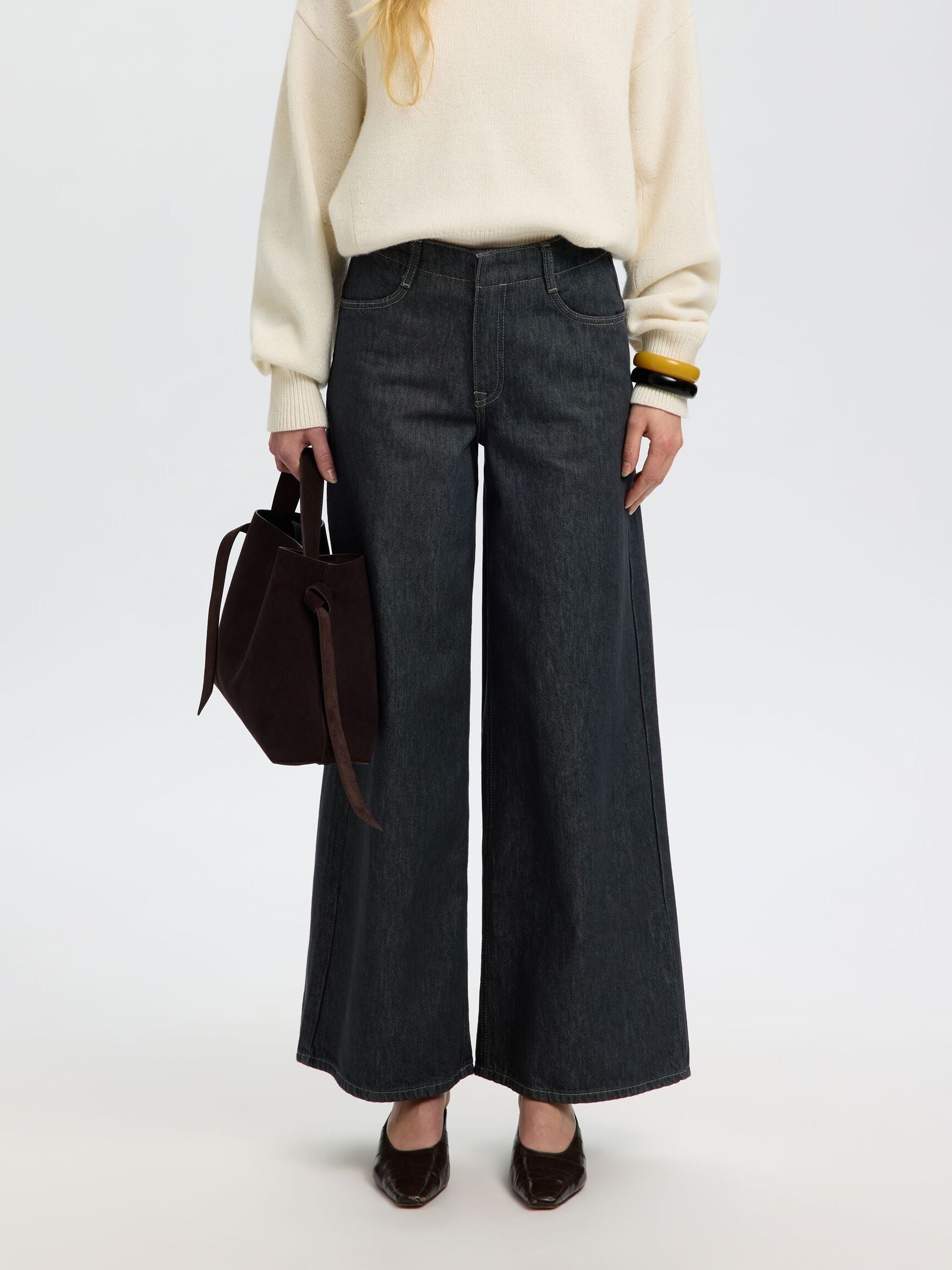 SELECTED WEXTRA WIDE DARK GREY DENIM
