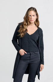 YAYA LONG CARDIGAN ANTHRACITE MELANGE