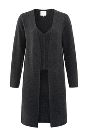 YAYA LONG CARDIGAN ANTHRACITE MELANGE