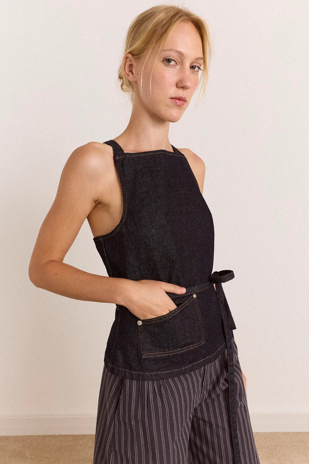 DAMSON MADDER  ANNABELLE APRON INDIGO DENIM