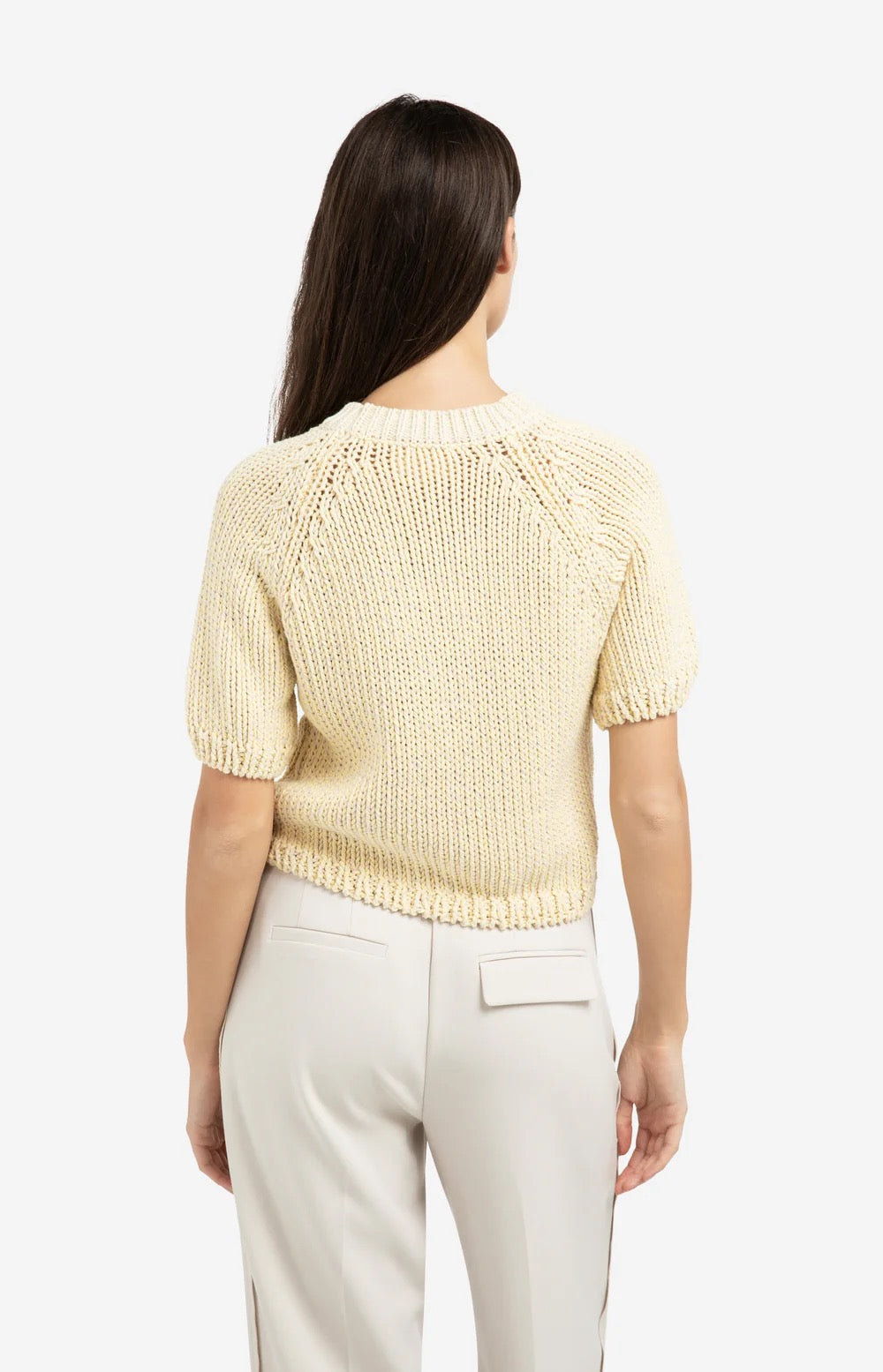 YAYA S/S CHUNKY KNIT REED YELLOW DRESSIN