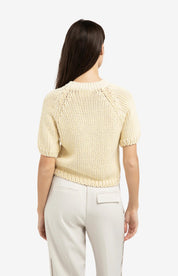 YAYA S/S CHUNKY KNIT REED YELLOW DRESSIN