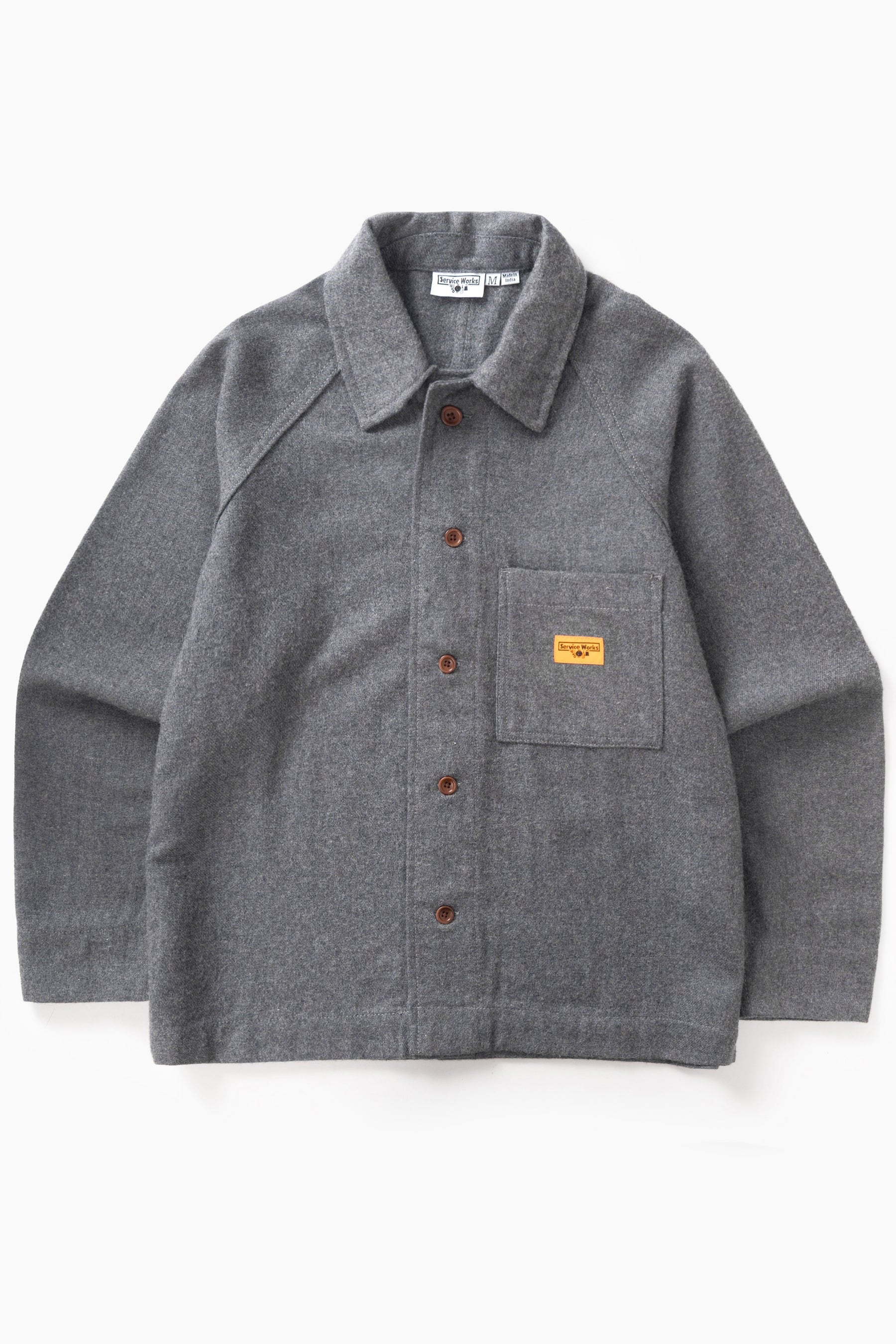 SERVICE WORKS  FLANNEL O SHIRT CHARCOAL