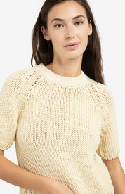 YAYA S/S CHUNKY KNIT REED YELLOW DRESSIN
