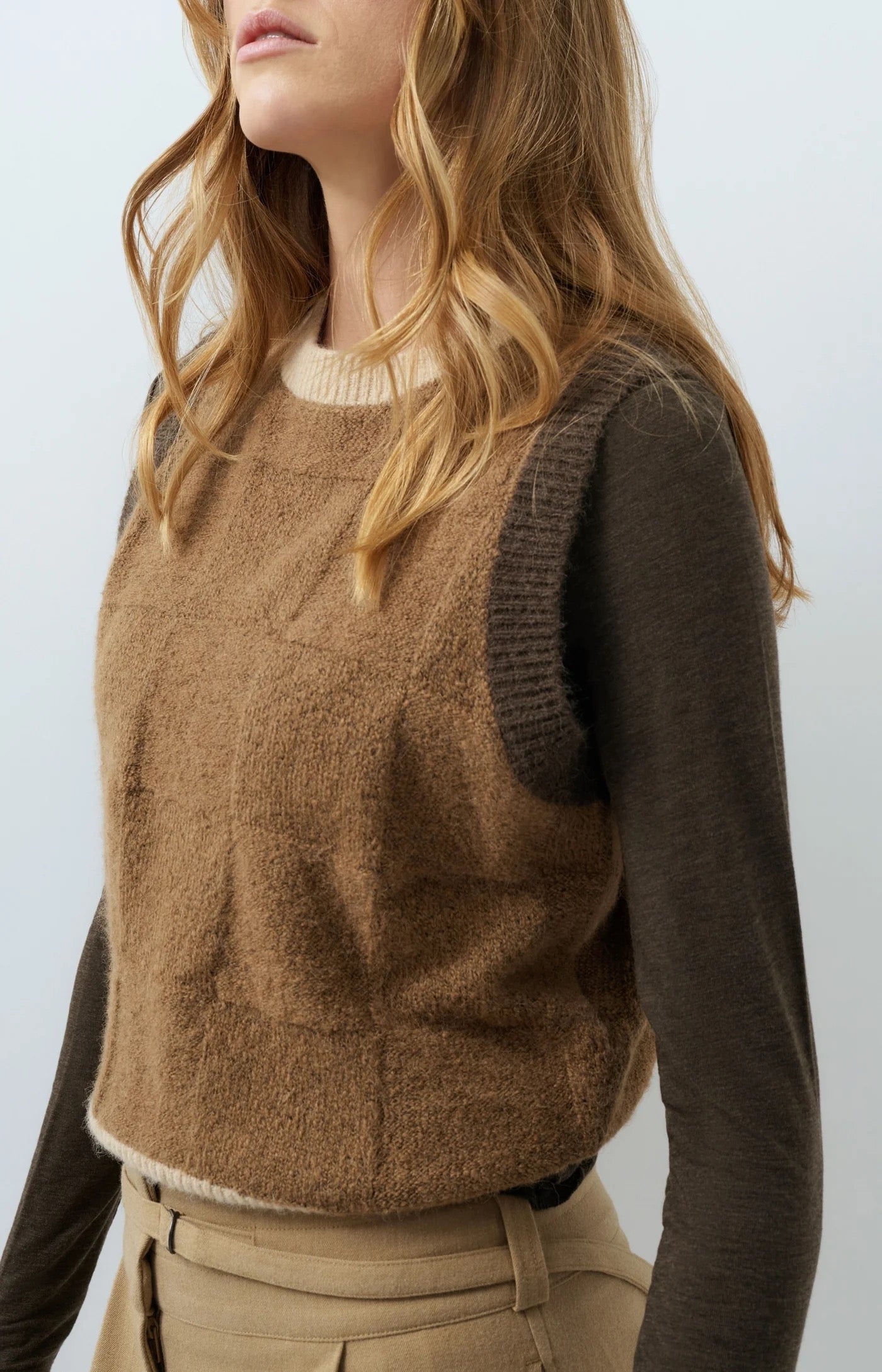 YAYA SPENCER CHECK TANK OTTER BROWN DESSIN