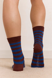 DAMSON MADDER  2 PACK SOCK MIX CHOC STRIPE