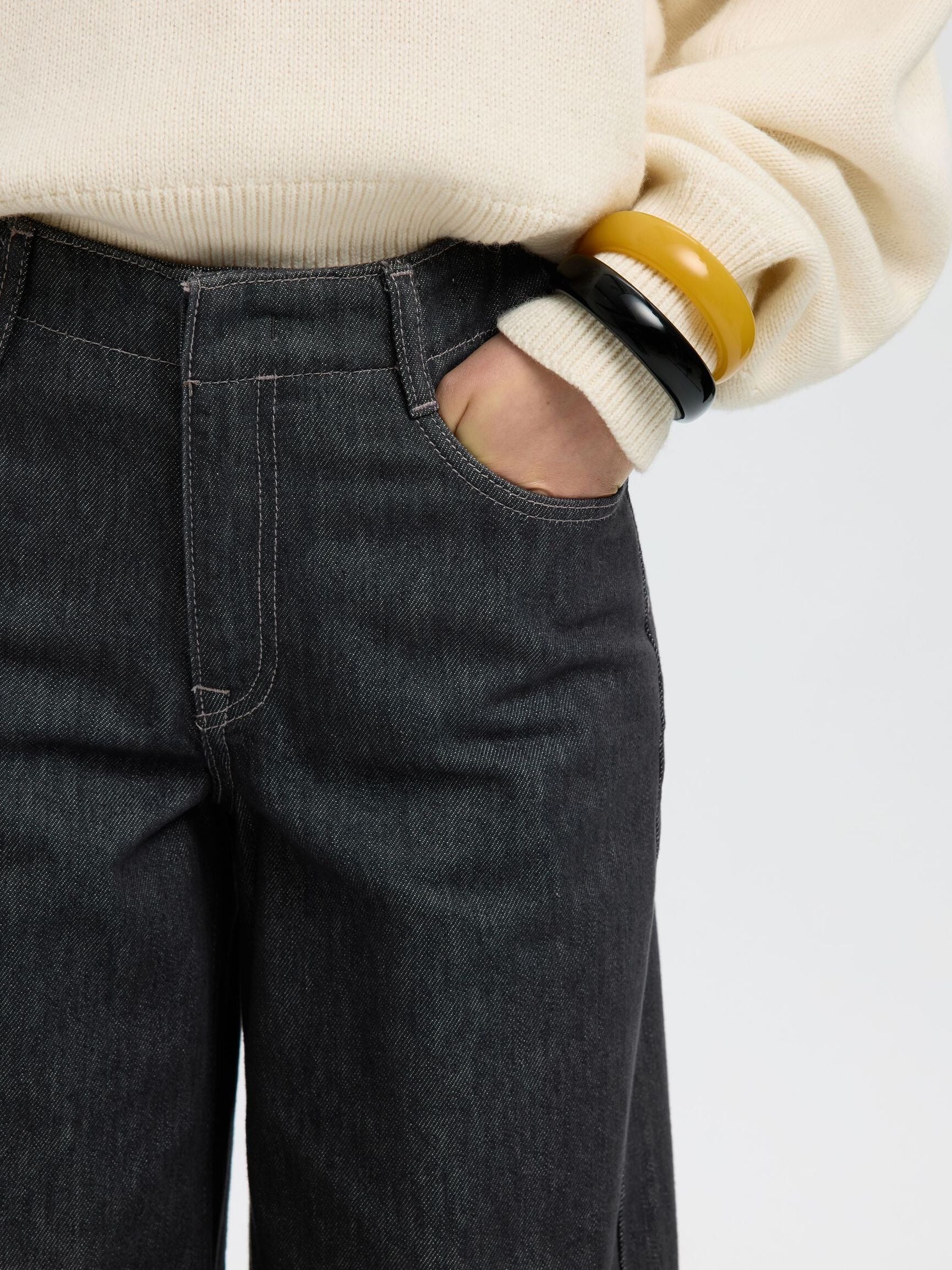 SELECTED WEXTRA WIDE DARK GREY DENIM