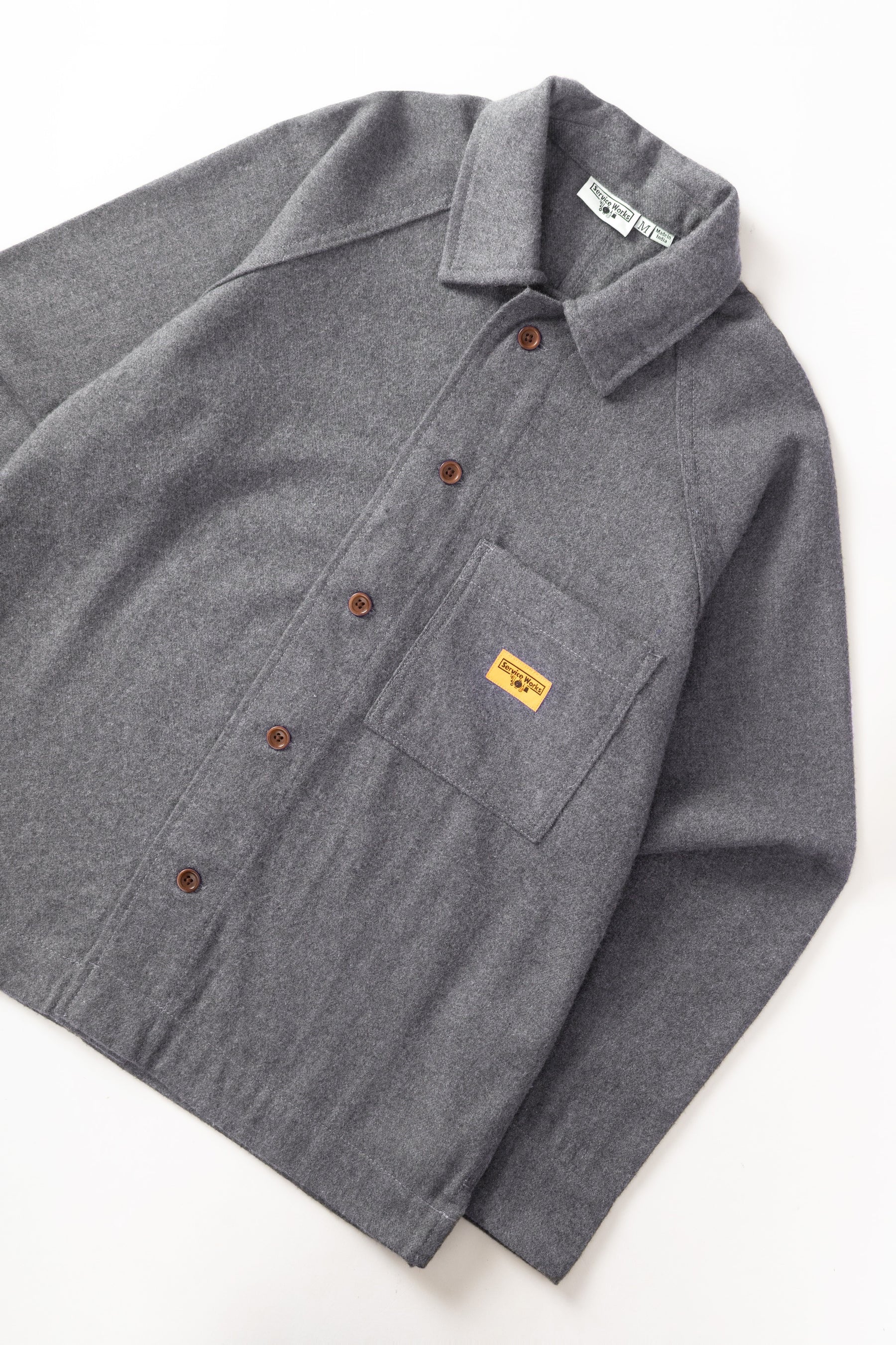 SERVICE WORKS  FLANNEL O SHIRT CHARCOAL