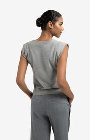 YAYA  FLUFFY WRAP S/S LIGHT GREY