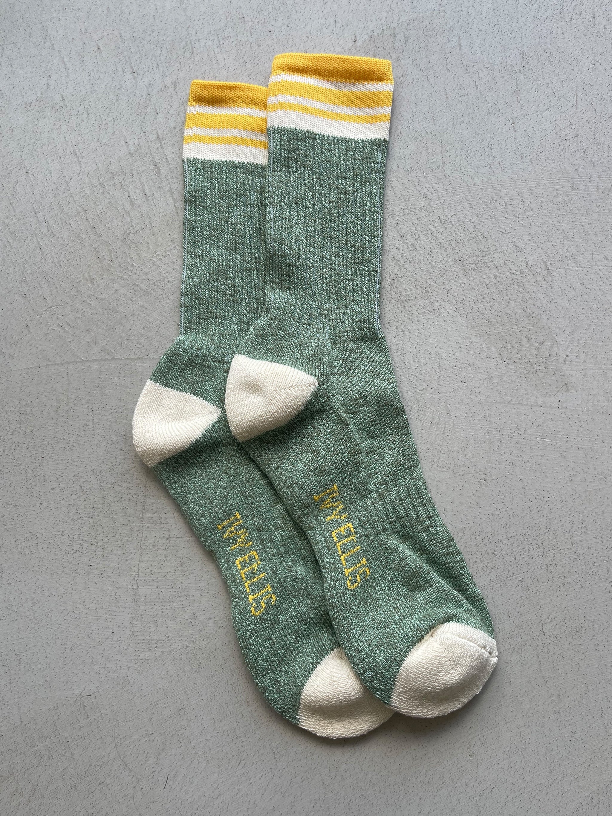 IVY ELLIS VINTAGE SPORT SOCKS SANGO GRN/YEL