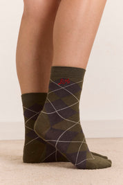 DAMSON MADDER 2 PACK SOCK OLIVE/PURPLE
