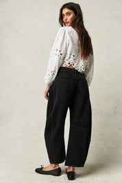 FREE PEOPLE JEANS GOOD LUCK BARREL Black