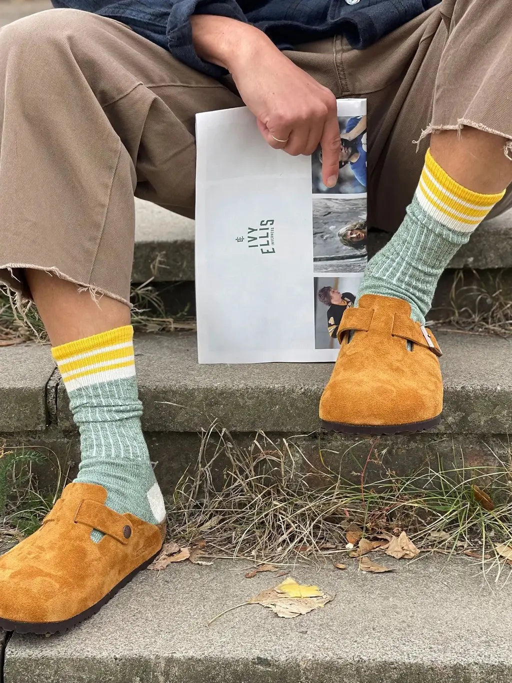 IVY ELLIS VINTAGE SPORT SOCKS SANGO GRN/YEL