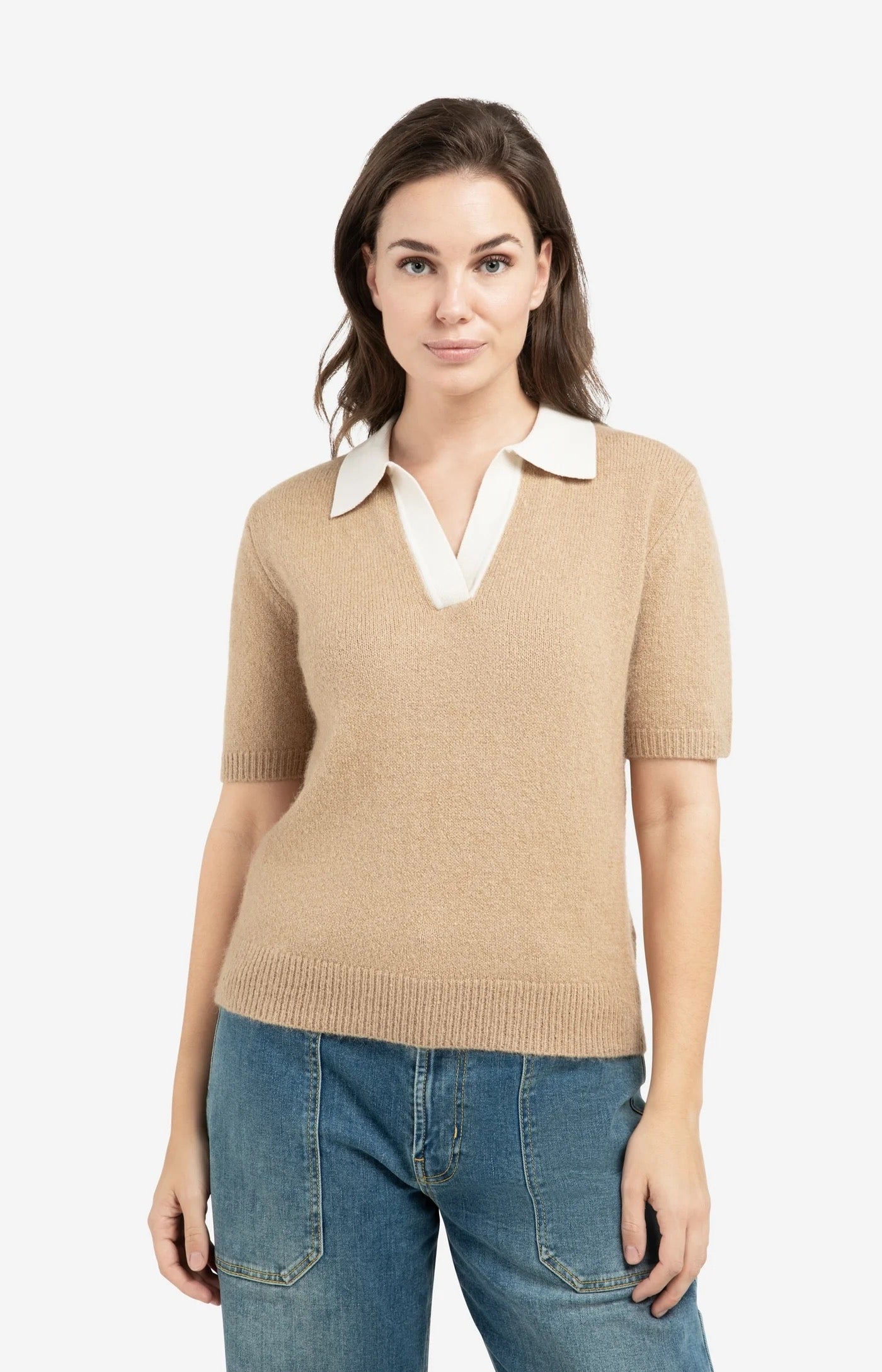 YAYA  S/S POLO KNIT KHAKI GREEN