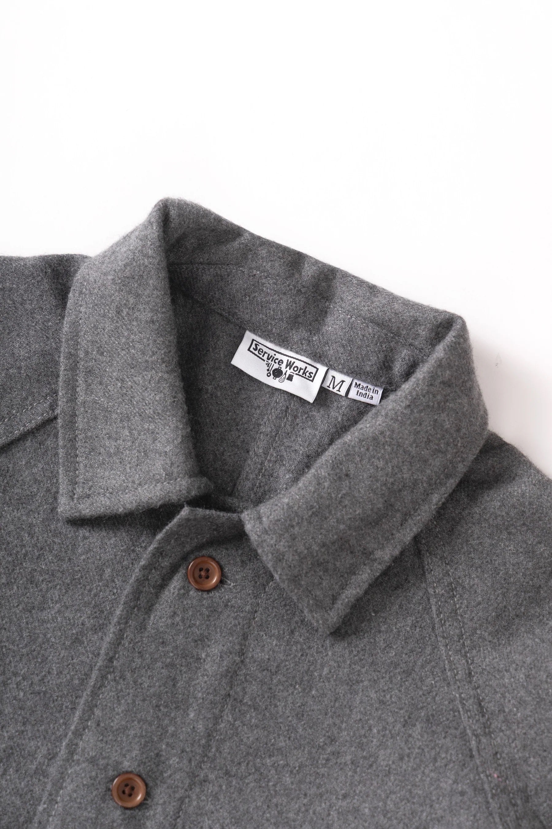 SERVICE WORKS  FLANNEL O SHIRT CHARCOAL