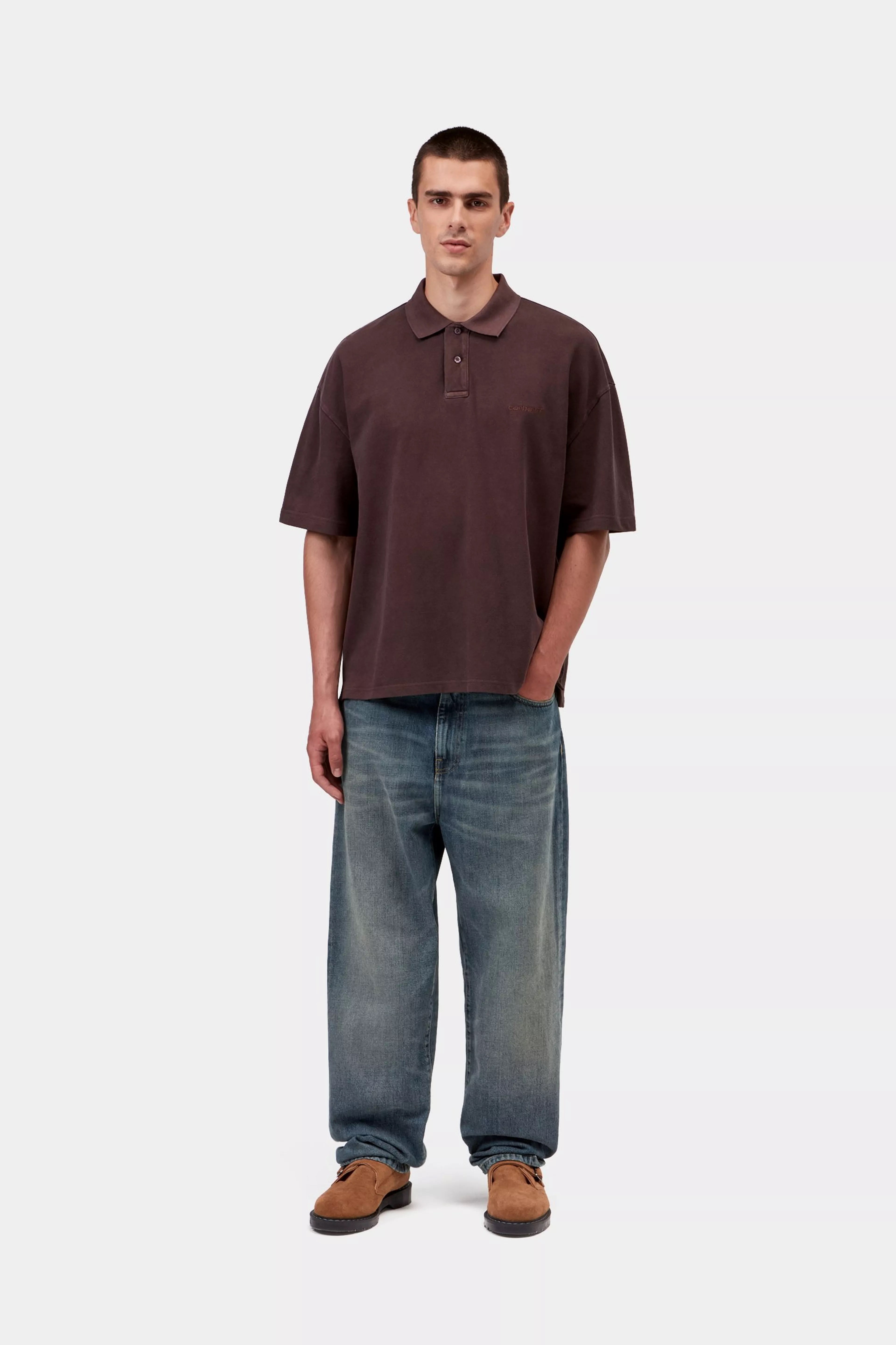 CARHARTT WIP  AARON PANT BLUE WORN USED WASH