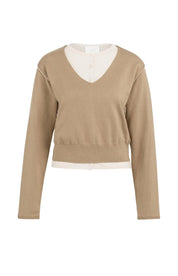 YAYA LAYERED KNIT KHAKI GREEN DESSIN