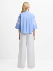 FRENCH CONNECTION  CAMBRIA EMBROID AZURE BLU/ LIN WHITE