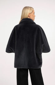 YAYA REVERSIBLE  FAUX FUR DARK ANTHRACITE
