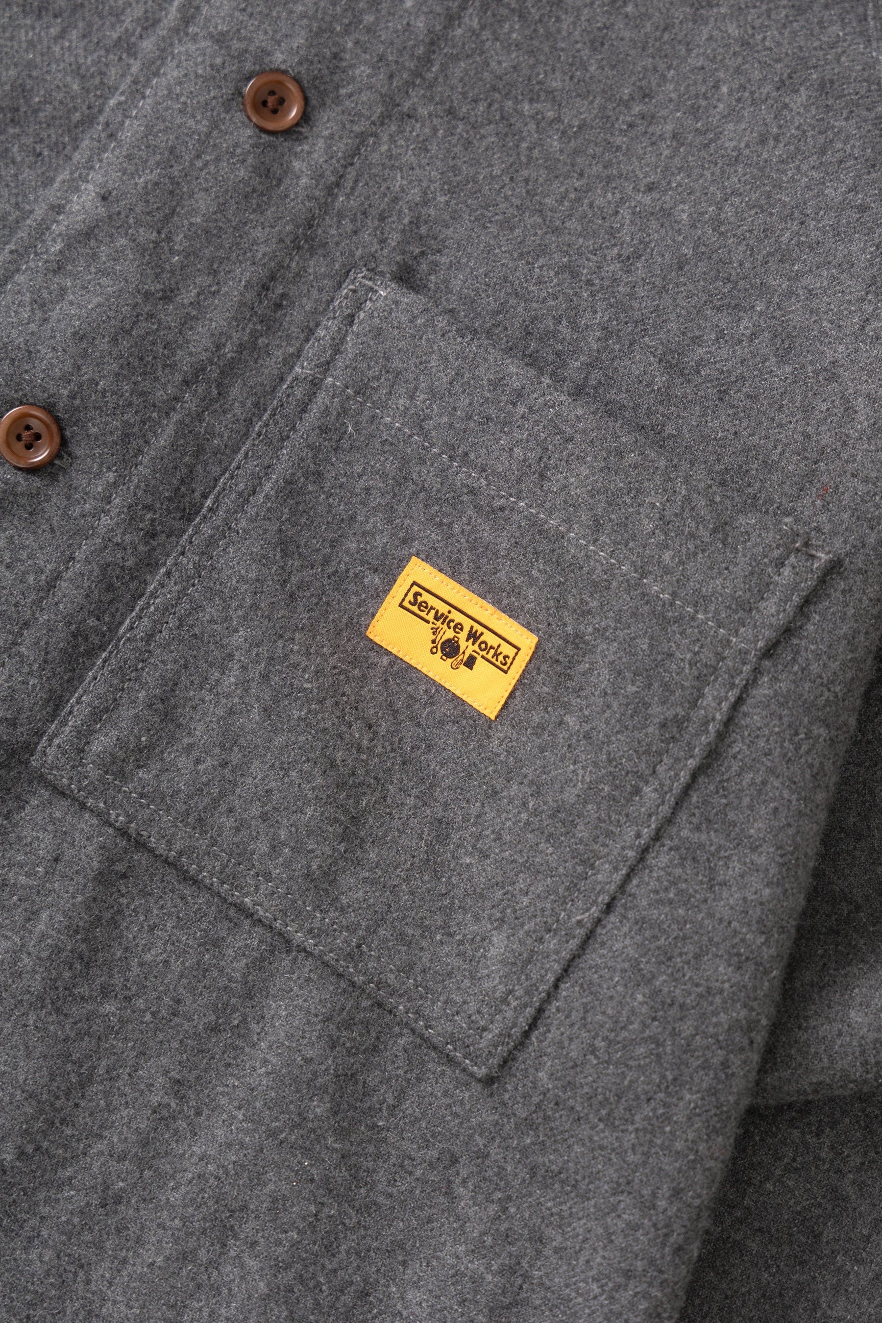 SERVICE WORKS  FLANNEL O SHIRT CHARCOAL