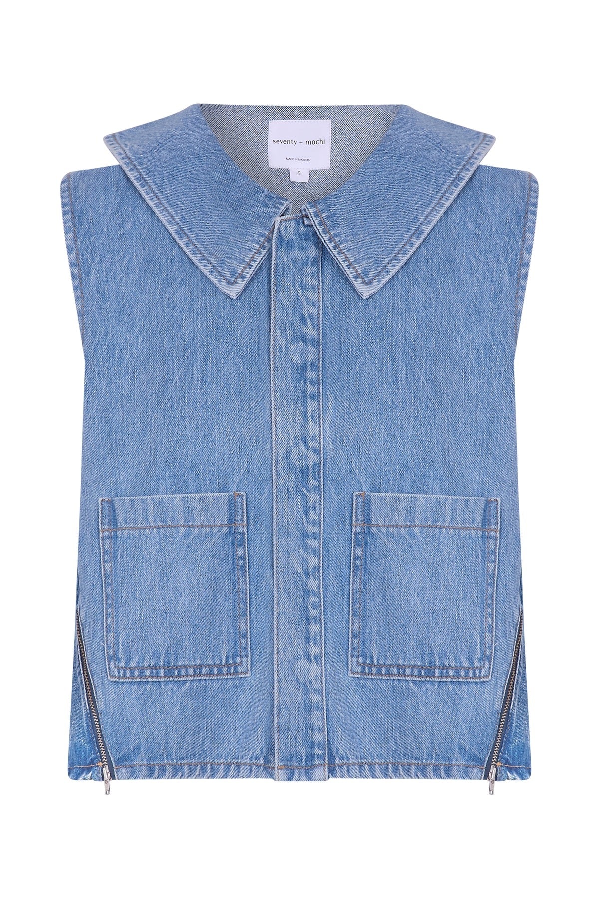 SEVENTY+MOCHI ZURI VEST DENIM TWO TONE