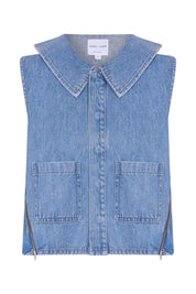 SEVENTY+MOCHI ZURI VEST DENIM TWO TONE