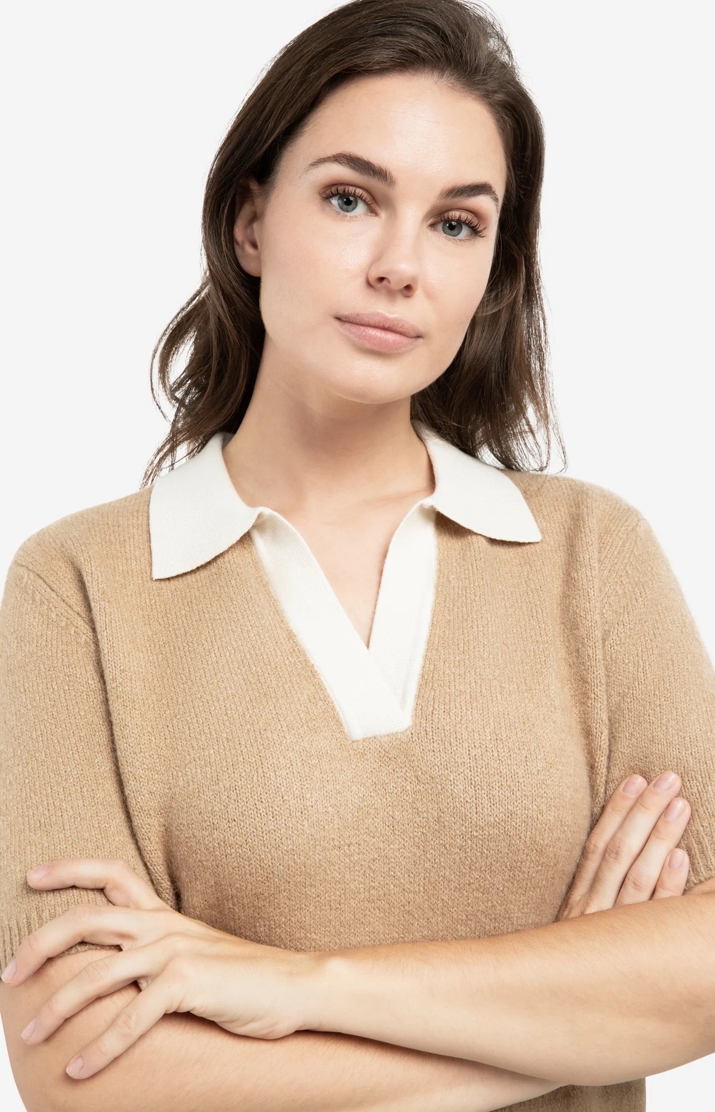 YAYA  S/S POLO KNIT KHAKI GREEN