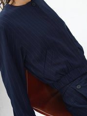FRENCH CONNECTION  ALIA BOMBER NAVY-LINEN WHITE