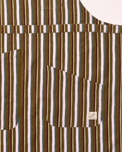 DAMSON MADDER APRON MULTI POCKETS OLIVE STRIPE