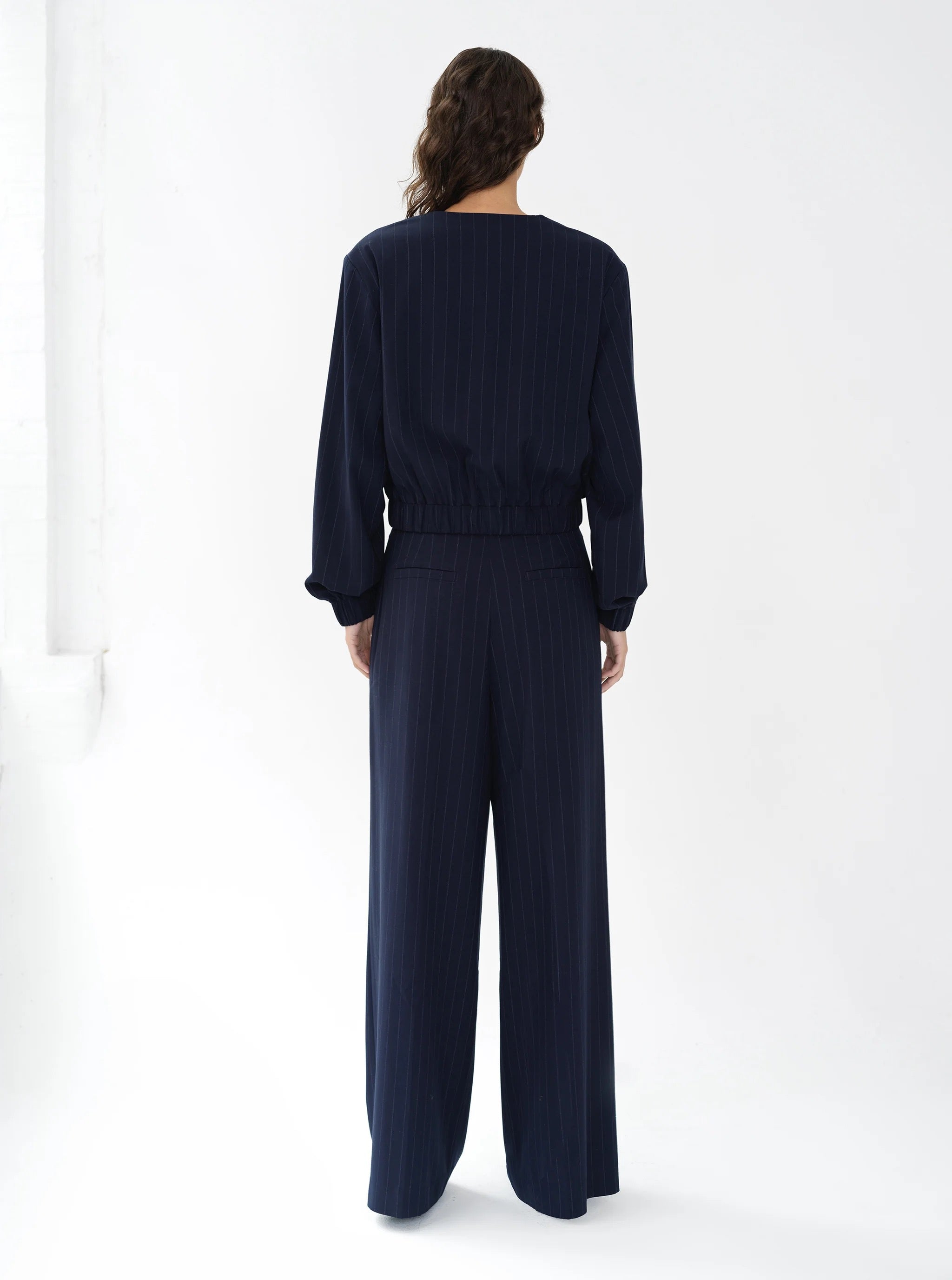 FRENCH CONNECTION  ALIA BOMBER NAVY-LINEN WHITE