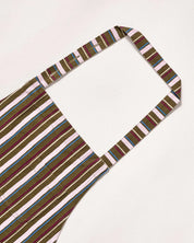DAMSON MADDER APRON MULTI POCKETS OLIVE STRIPE