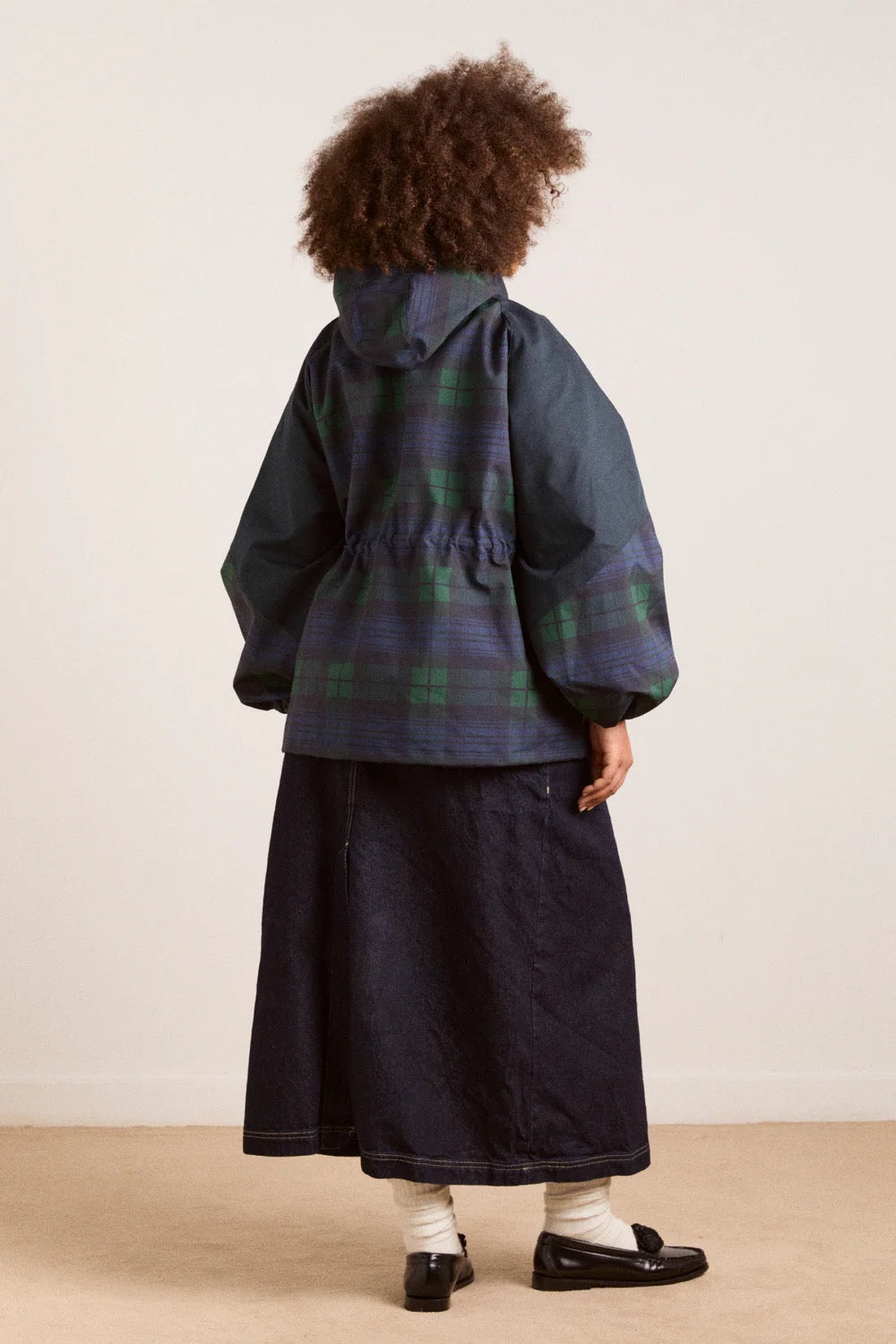 DAMSON MADDER LIU RAINCOAT NAVY CHECK