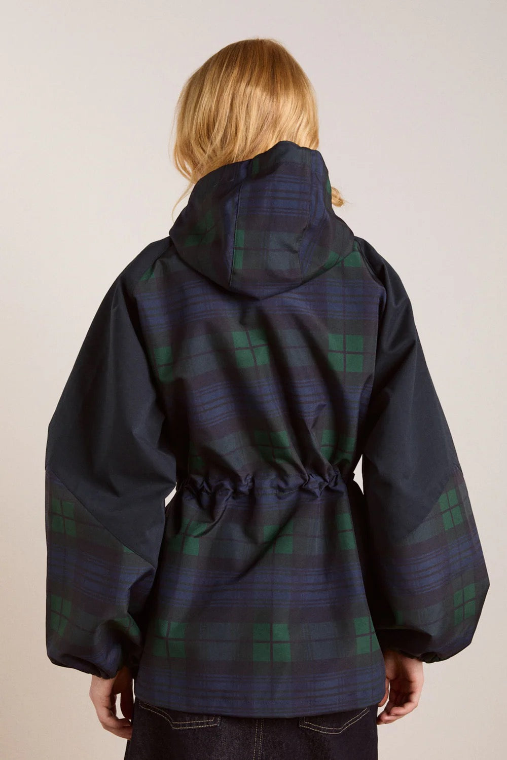 DAMSON MADDER LIU RAINCOAT NAVY CHECK