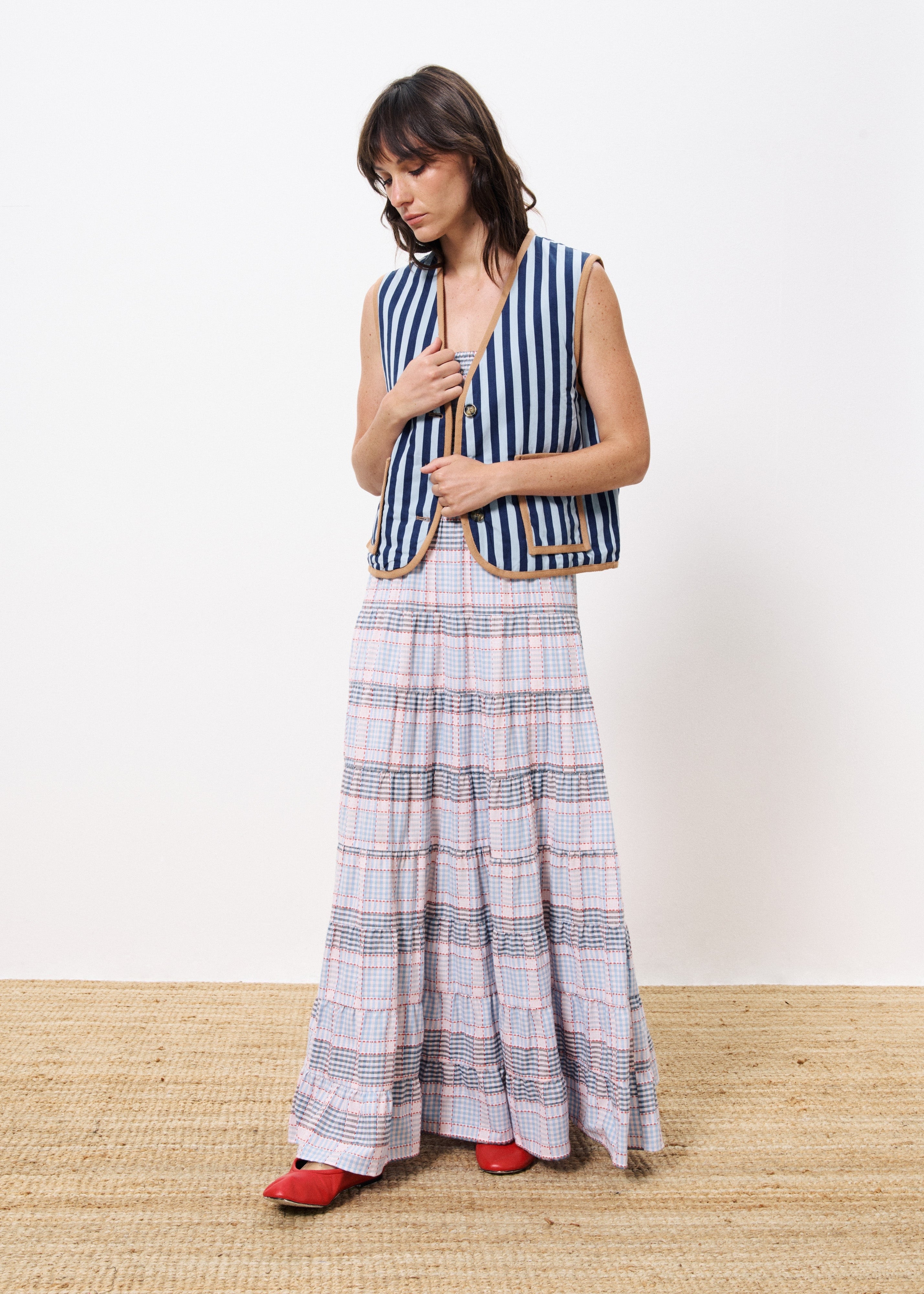 FRNCH CAMILA REVERSIBLE BLEU JEAN WAISTCOAT